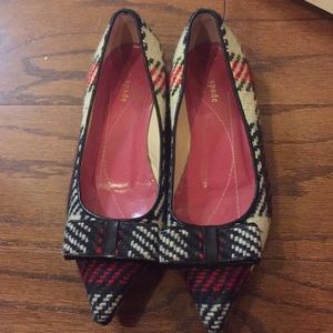 Kate Spade wool plaid bow flats
